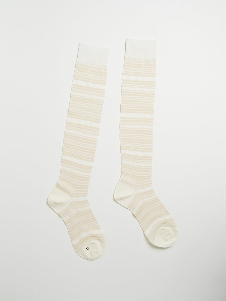 Babaco Sheer Stripe Stocking in Ivory