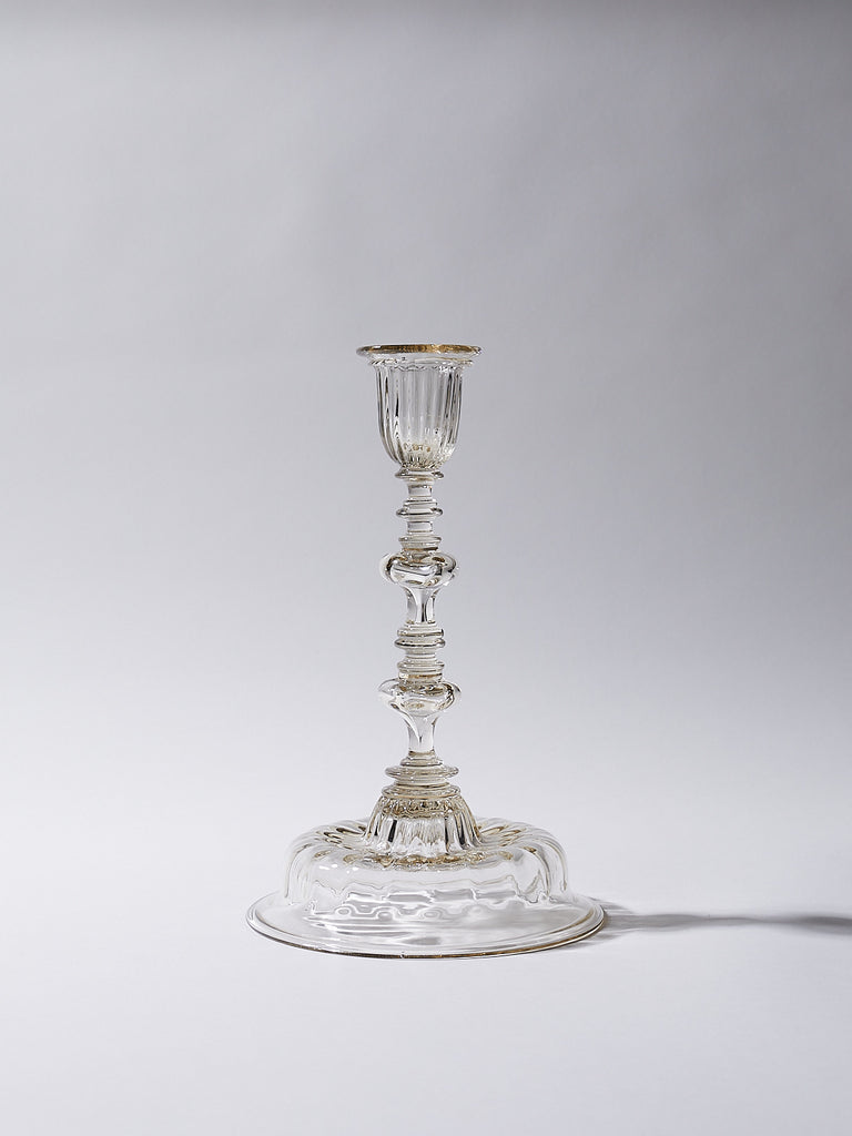 Bollenglass Design Medium Candlestick in Smoke