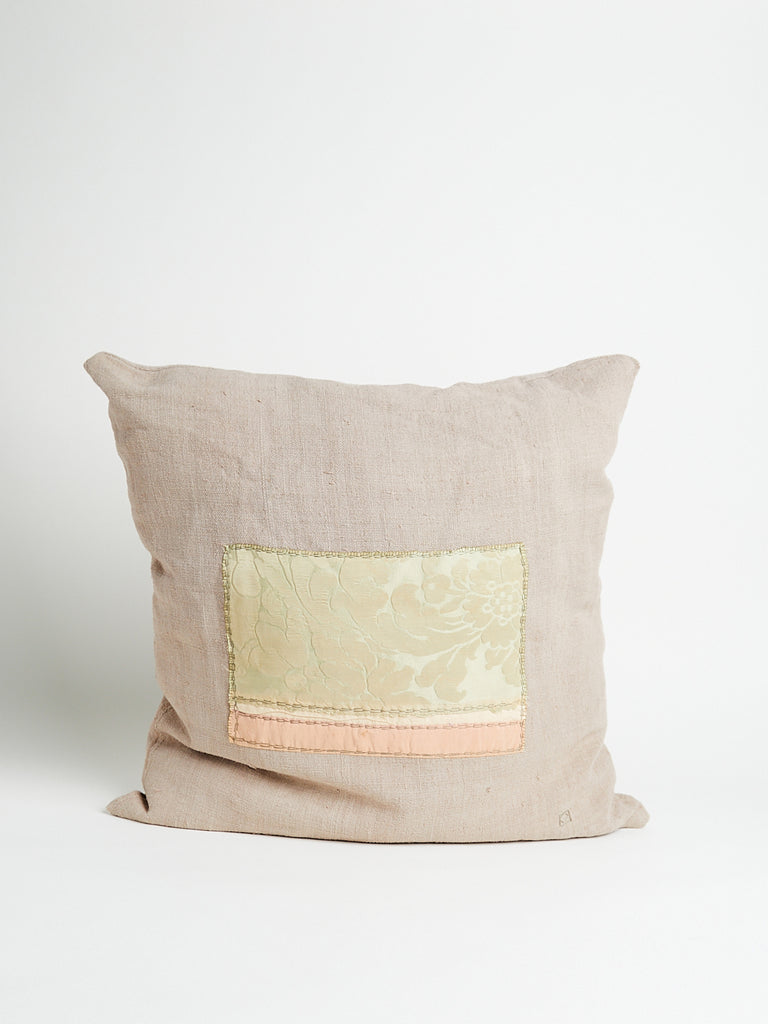 Boubix Opus Pink and Green Pastel Fabric Pillow in Beige