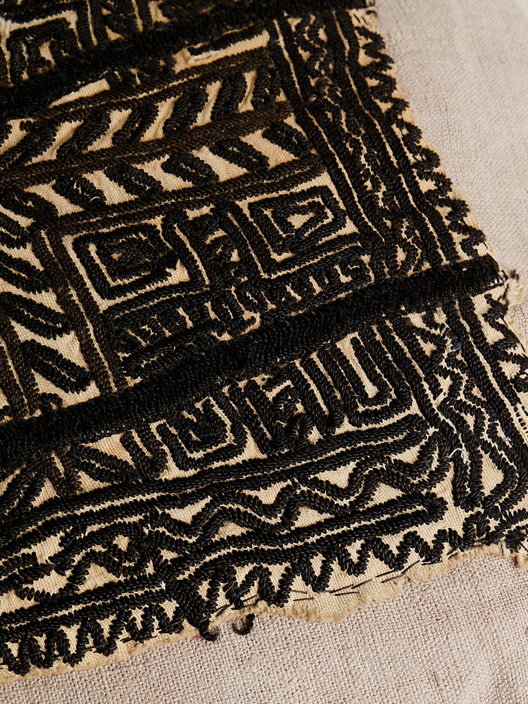 Boubix Opus Linen Pillow with Macedonian Embroidery in Beige/Black