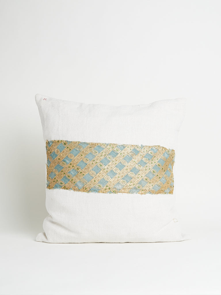 Boubix Opus Pillow with 19th Century Gold Fabric in Beige