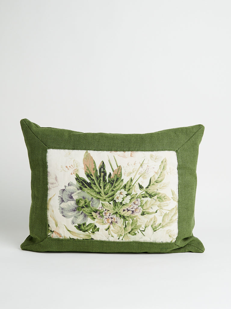 Boubix Opus 19th Century Floral Linen Pillow in Green