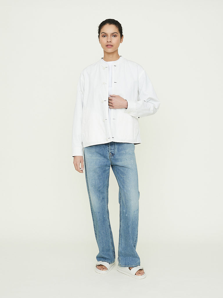 Chimala Cotton/Linen Carsey Reversible Driving Jacket in Off White