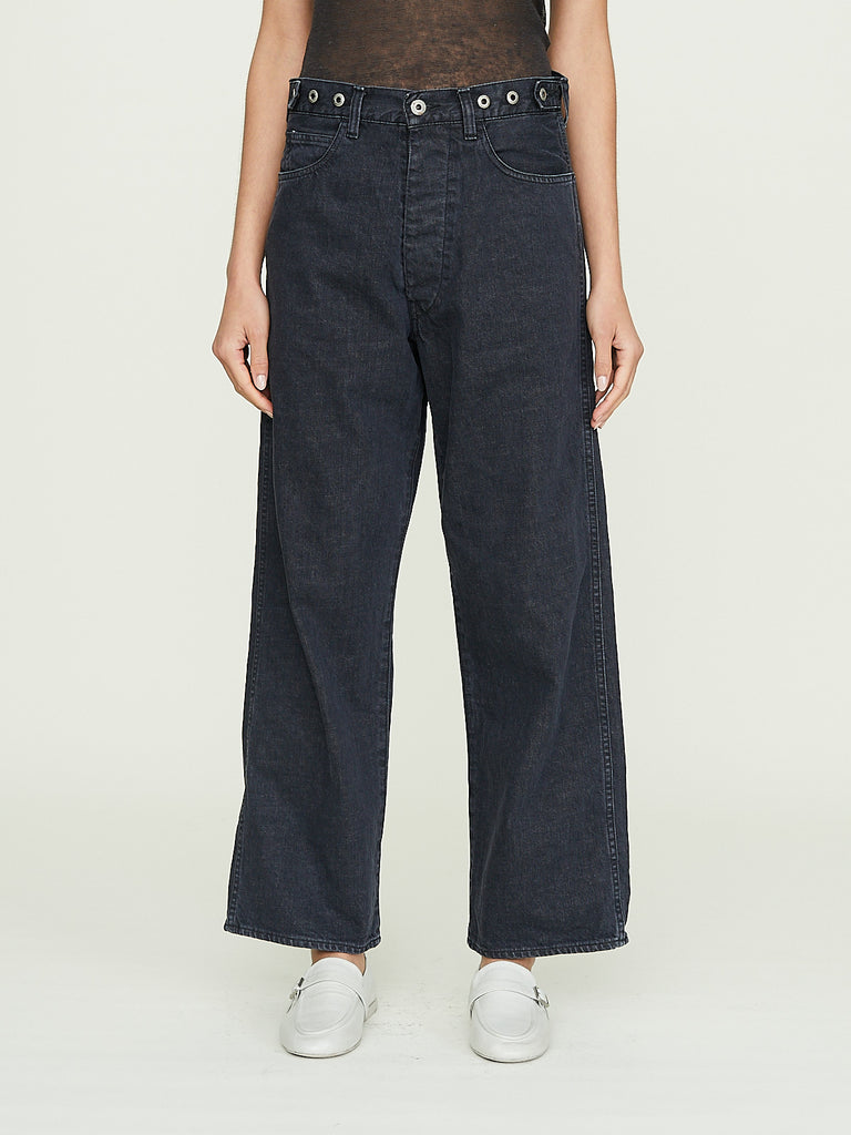 Chimala Unisex 12 Oz W Width Denim Pants with Adjustable Waist in Charcoal