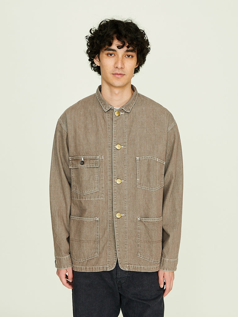 Chimala - Unisex Short Chore Jacket in Brown Denim