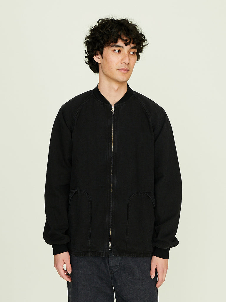 Chimala - Unisex Sulfer Dyed Canvas Zipup Jacket in Black