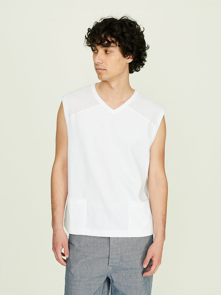 Chimala - Unisex Cotton Fine Mesh Vest in Off White