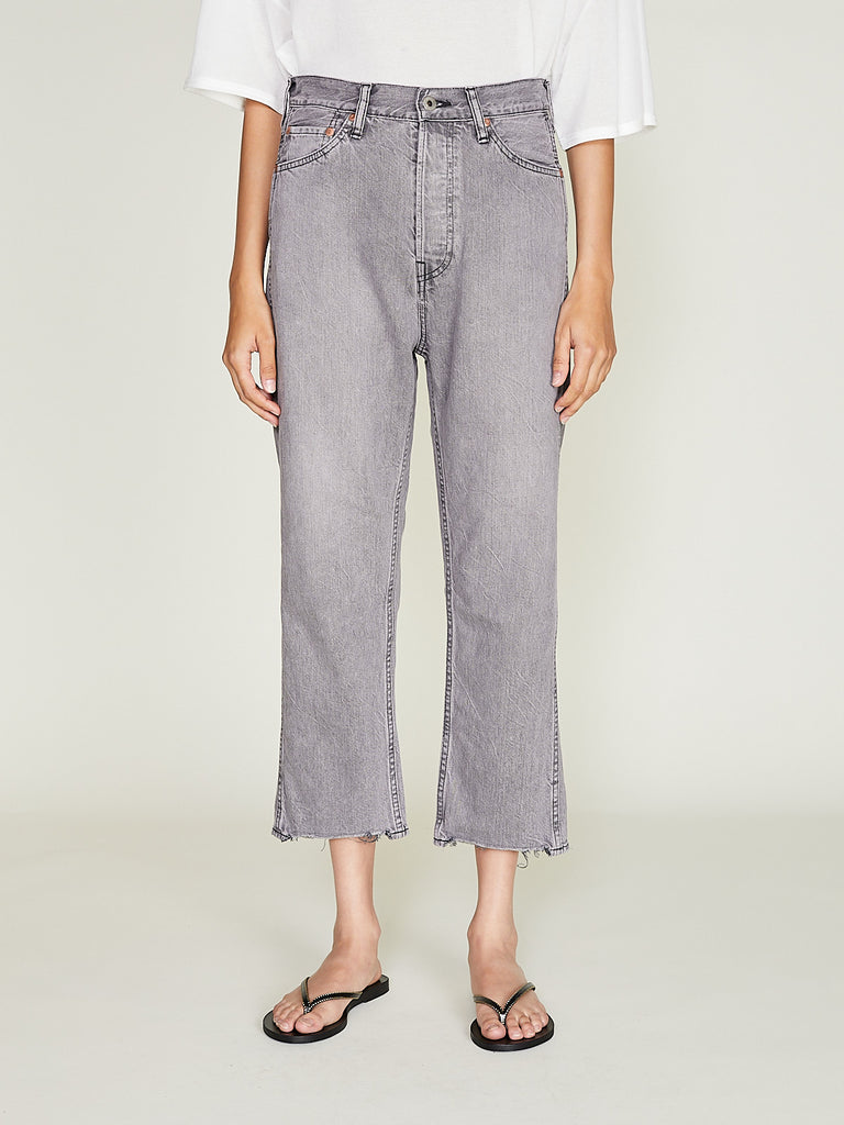 Chimala - Womens's Nep Weft 13 Oz Selvedge Denim Wide Tapered Cut in Pinkish Gray