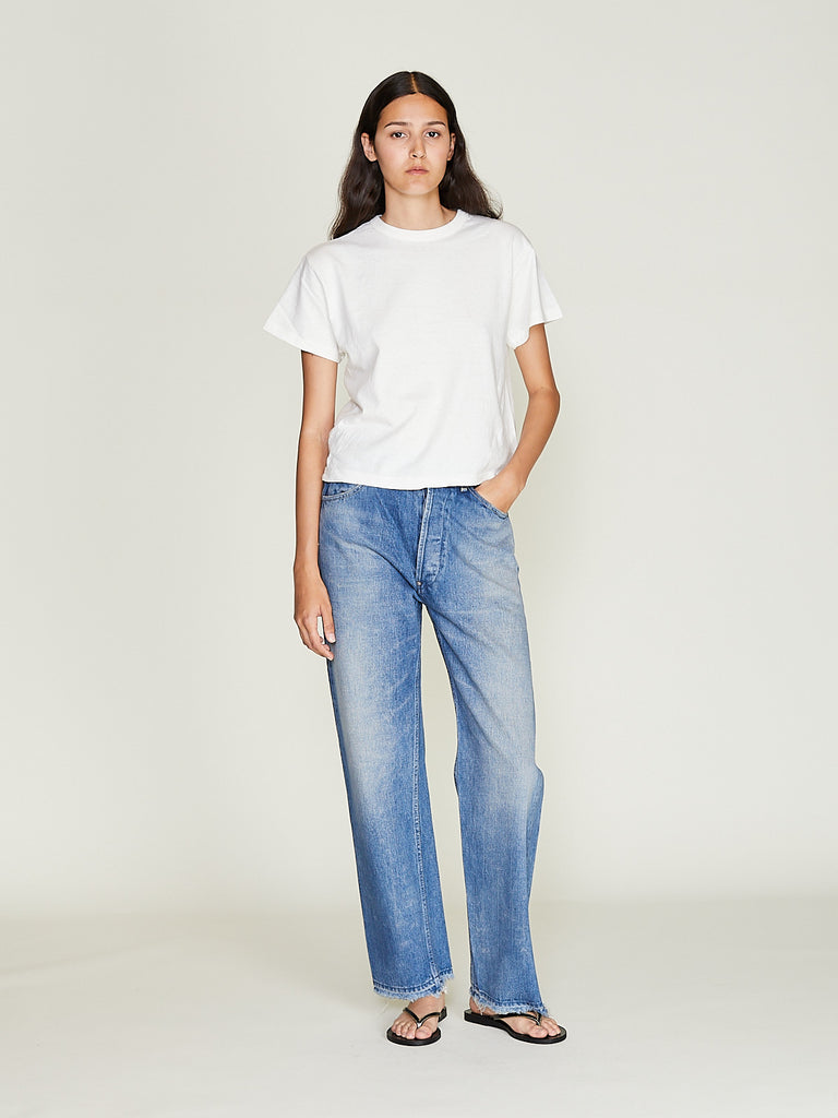 Chimala - Womens's 13.5 Oz Selvedge Denim Narrow Straight Cut in Dark Distress