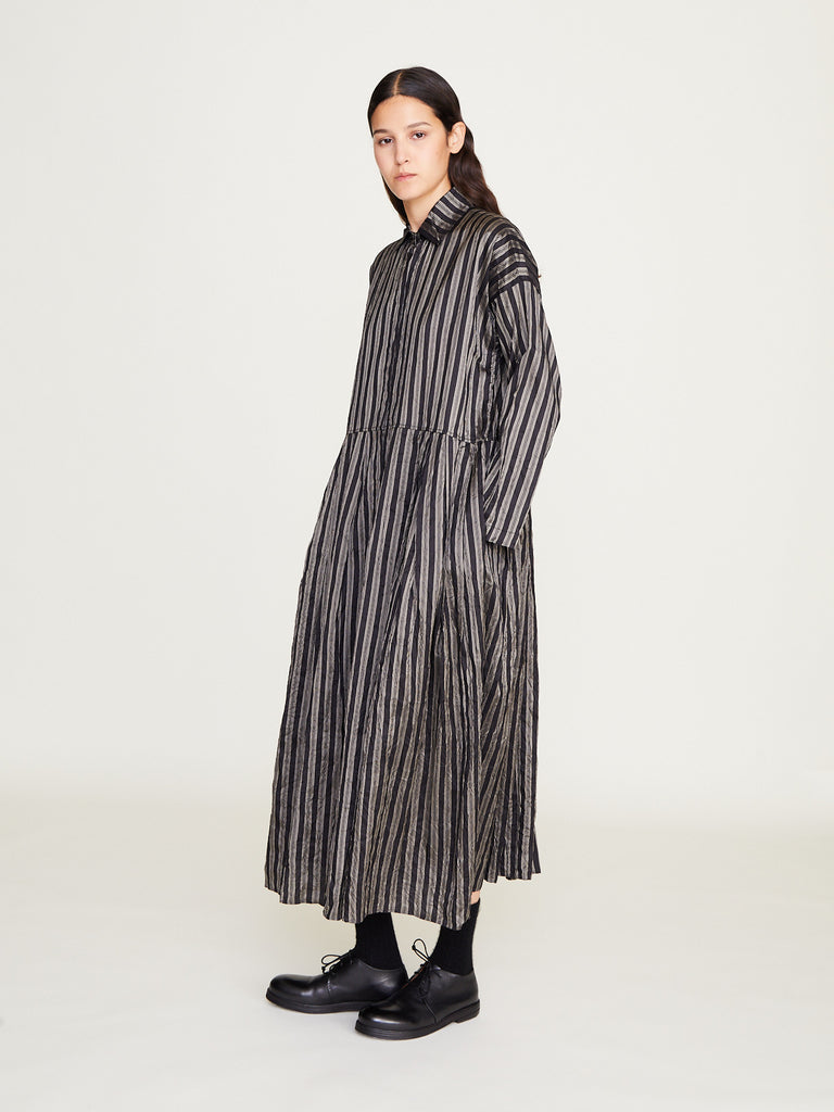 Christian Peau - Silk Dress in Black Stripe
