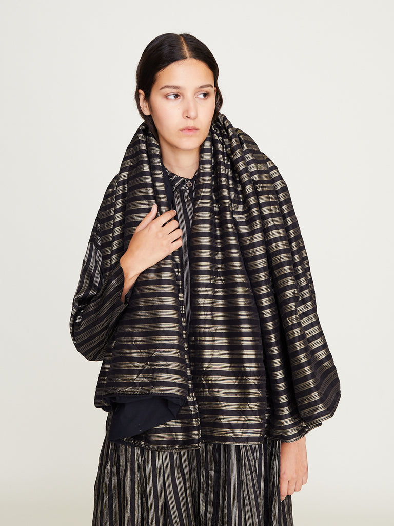 Christian Peau - Silk Shawl in Black Stripe