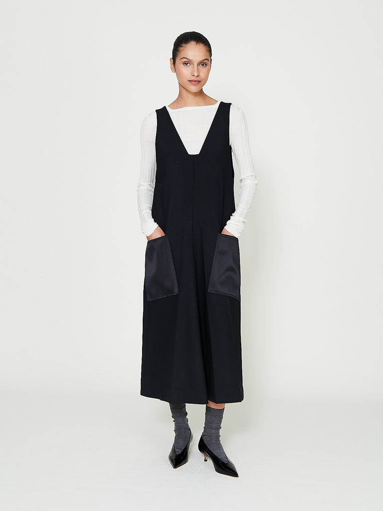 Carven - Apron Dress in Deep Black