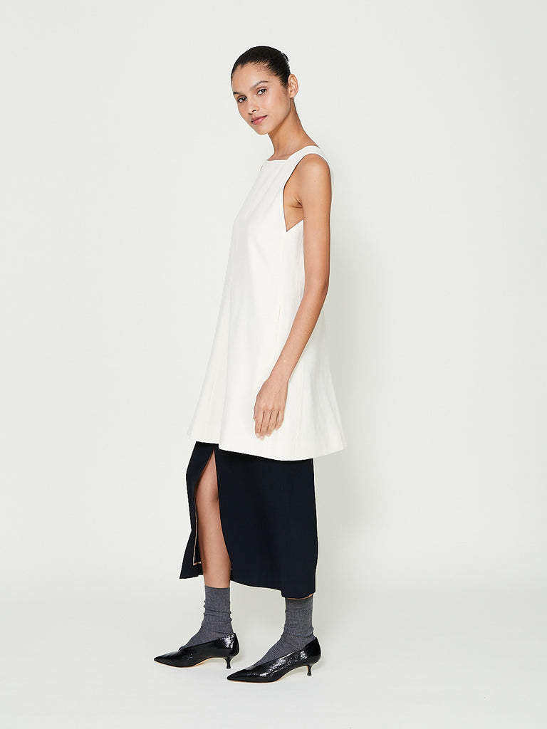 Carven - Short Apron Dress in Ecru