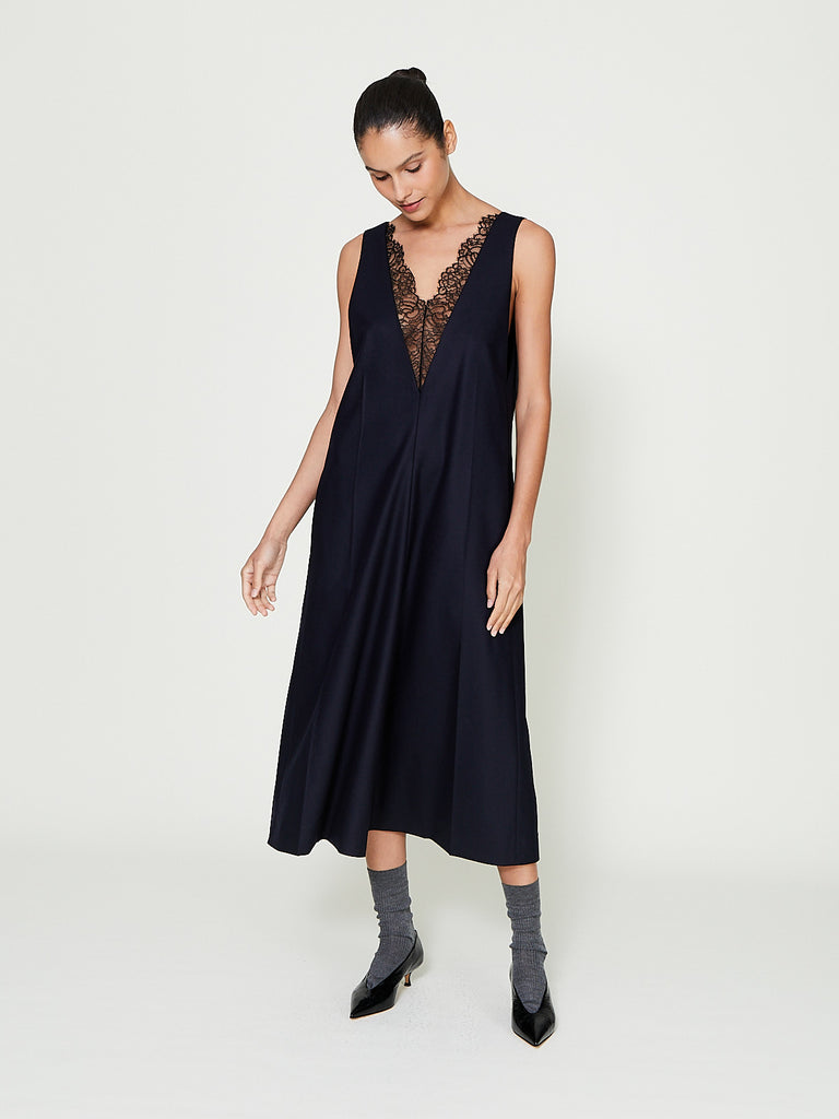 Carven - Apron Lingerie Dress in Midnight