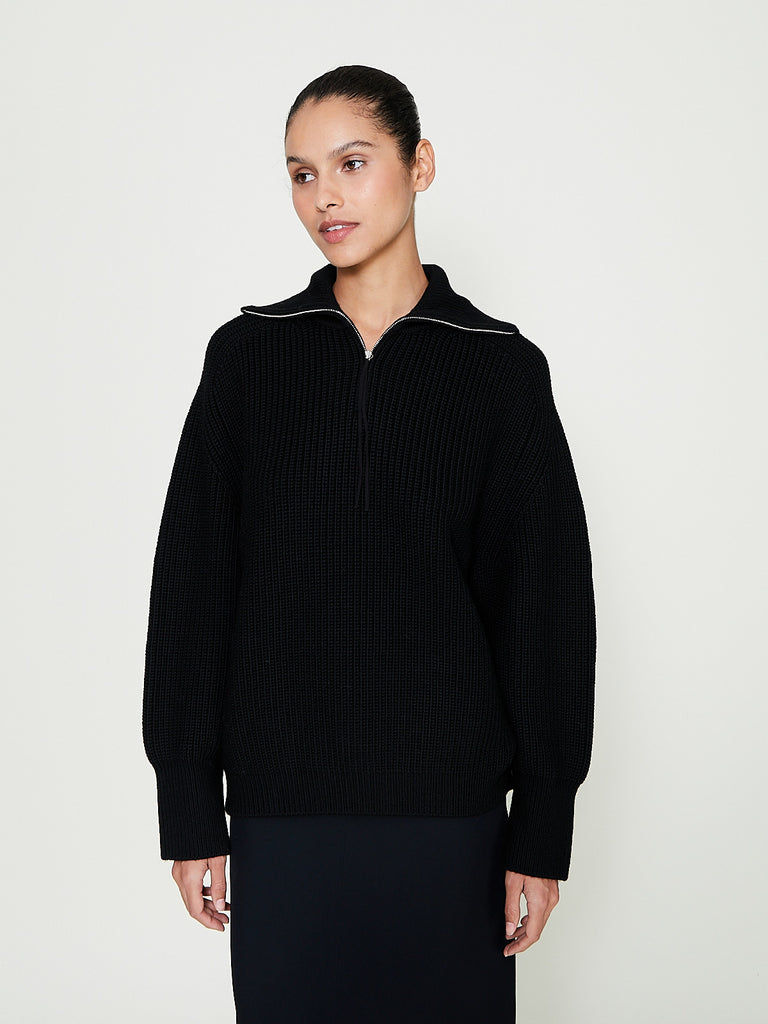 Carven - Zip Neck Jumper in Black