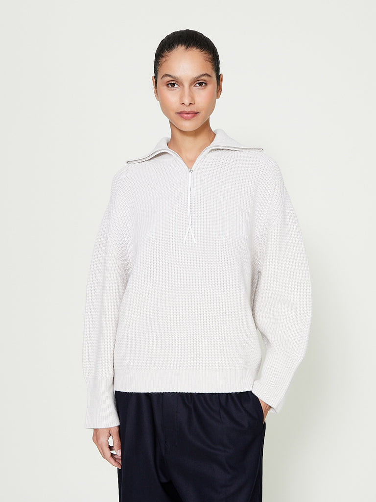 Carven - Zip Neck Jumper in Off-White