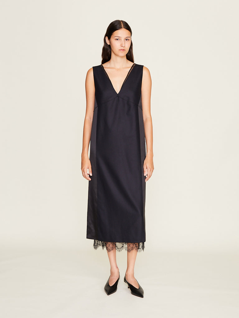 Carven - Layered Lingerie Dress in Deep Black