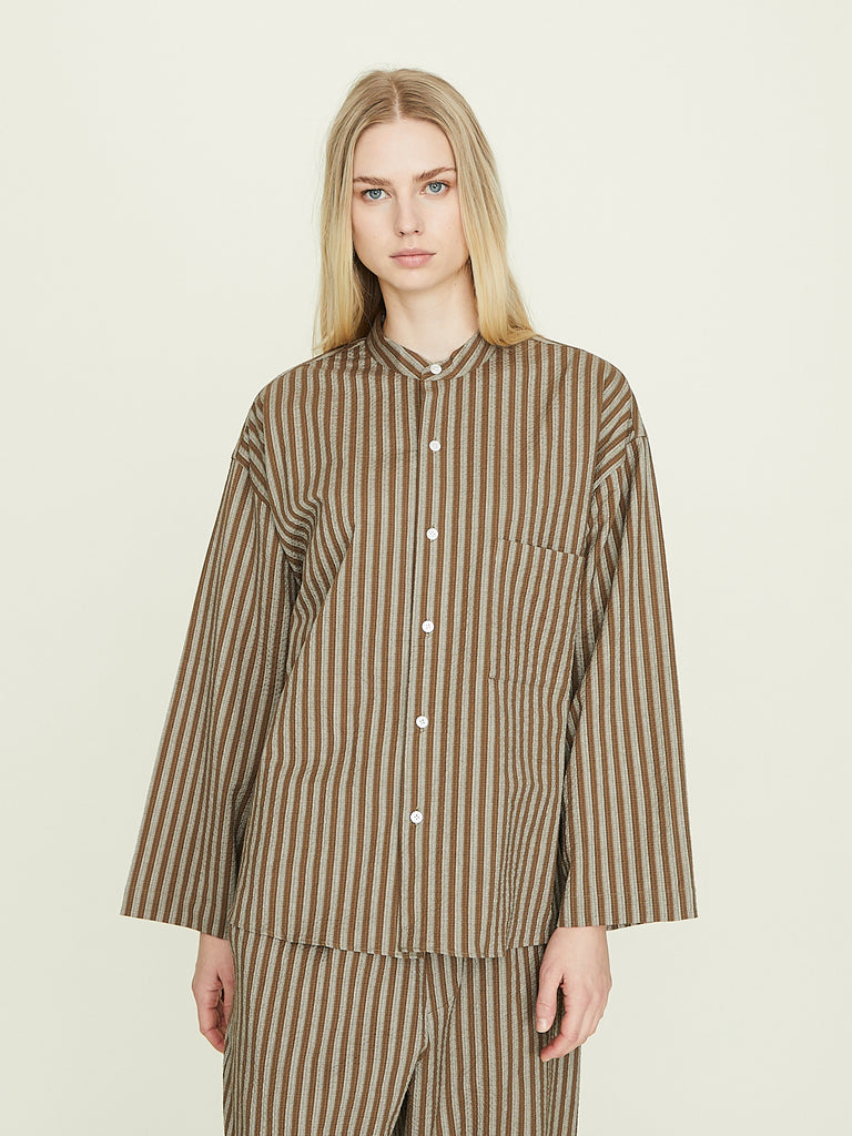 CristaSeya Pyjama Shirt in Brown Stripes