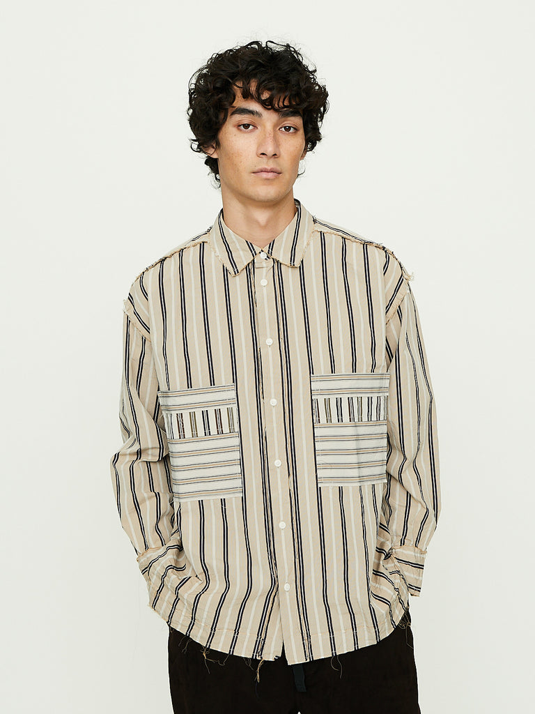 Casey Casey - Hamnet Raw Edge Shirt Paper Cot Stripe in As Is No.2