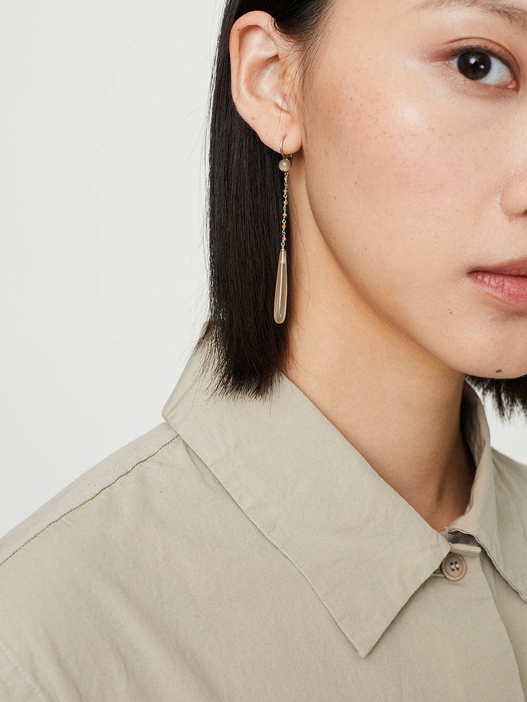 Anaconda - Mia Earrings with 5.6ct Blond Horn and 0.57ct Natural Zircon on 18k White Gold