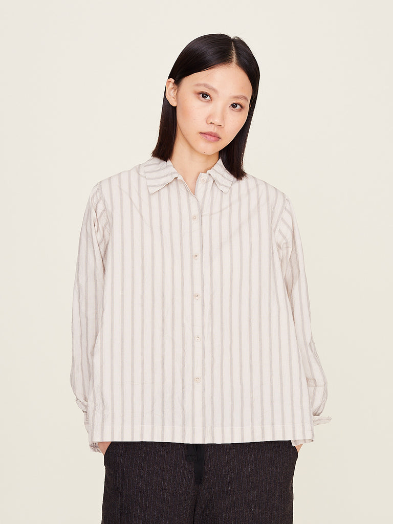 Casey Casey Orsan - Sama Shirt Crinkle Stripe in Fine Black