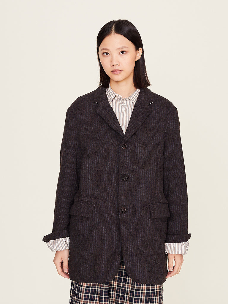 Casey Casey Orsan - Madix Jacket Indigo Stripe in Brown Stripe