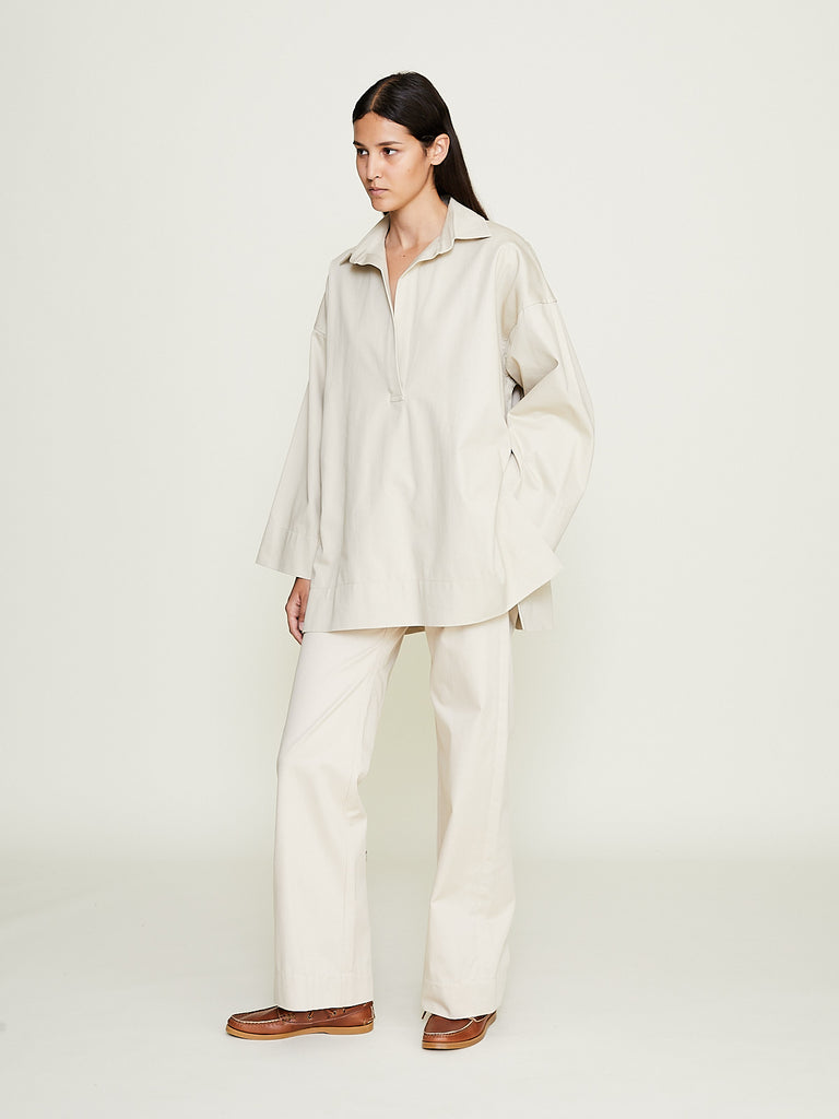 Cloth.Work - Cotton Straight Trouser in Chalk