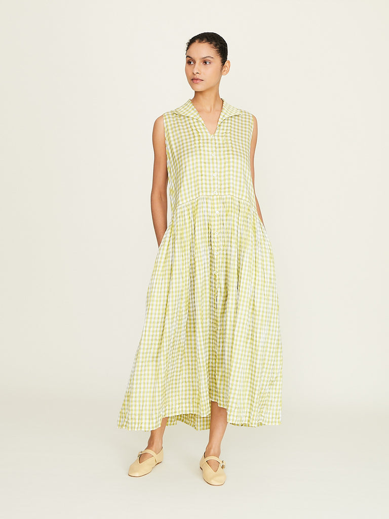 Christian Peau Dress in Green Check
