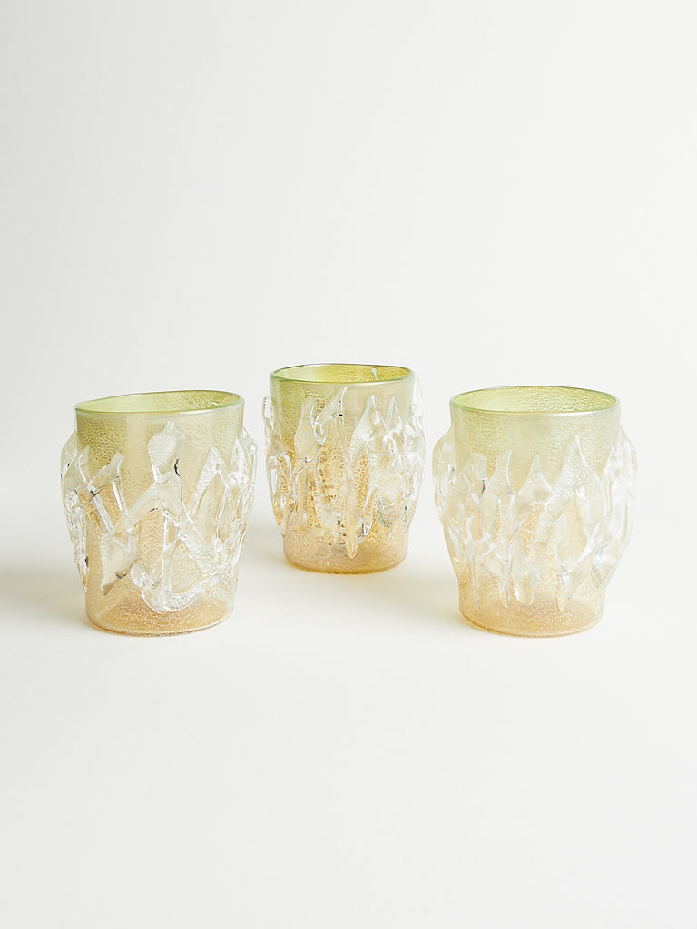CristaSeya Corteccia Murano Glass in Crystal Yellow Green