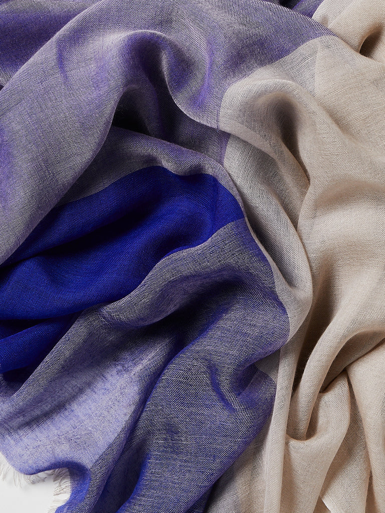 Denis Colomb - Angkorwat Shawl in Blue Cobalt & Sand