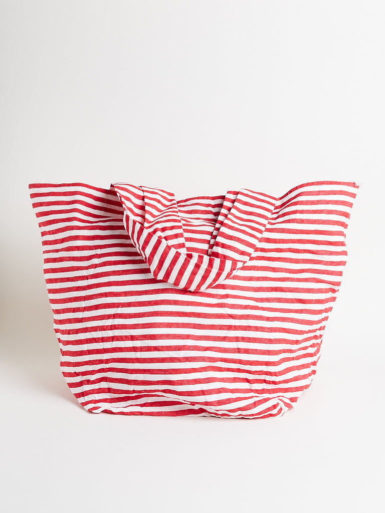 Daniela Gregis Borsa Bag Spi Fondo Quadro Corta Taschino Lavata in Medium Horizontal Red Stripes