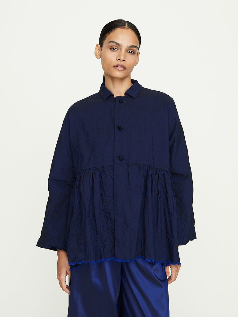 Daniela Gregis Giacca Jacket in Campanella Lavata in Electric Blue/Black