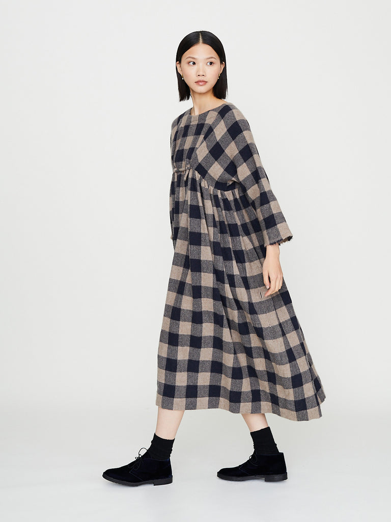 Daniela Gregis - Abito Dress Newpride Lavato in Dark Blue Brown 5cm Check