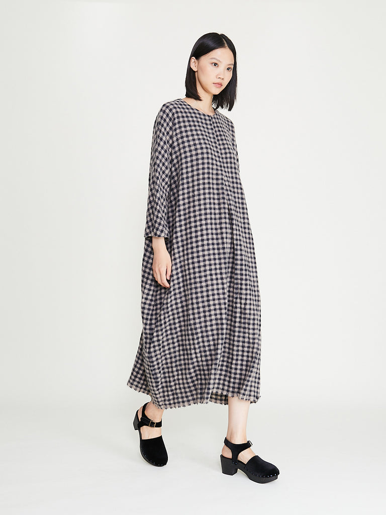 Daniela Gregis - Abito Dress 20.07.06 Di Lavato in Dark Blue Brown 1cm Check