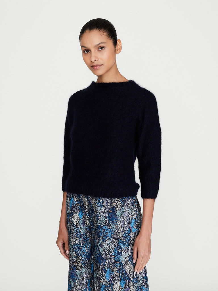 Daniela Gregis - Giocollo Hand-Knitted Crew-Neck Sweater Gioco Piccolo in Dark Blue