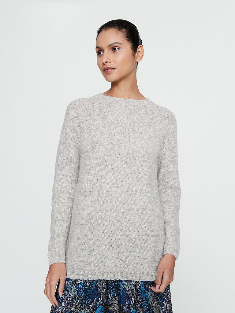 Giocollo Hand-Knitted Crew-Neck Sweater Uomo Stretto in Light Beige