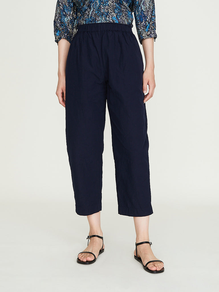 Daniela Gregis Pantalone Trousers Sigaretta Elastico Lavato in Dark Blue