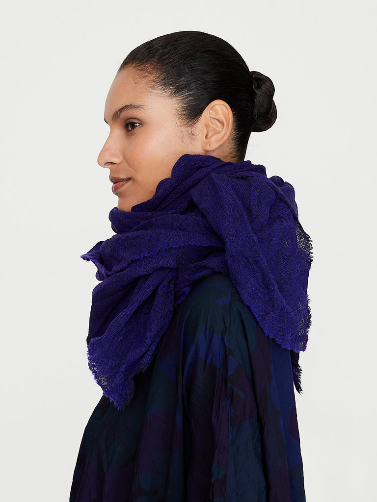 Daniela Gregis - Scialle Shawl Lavato in Navy Blue Electric Blue