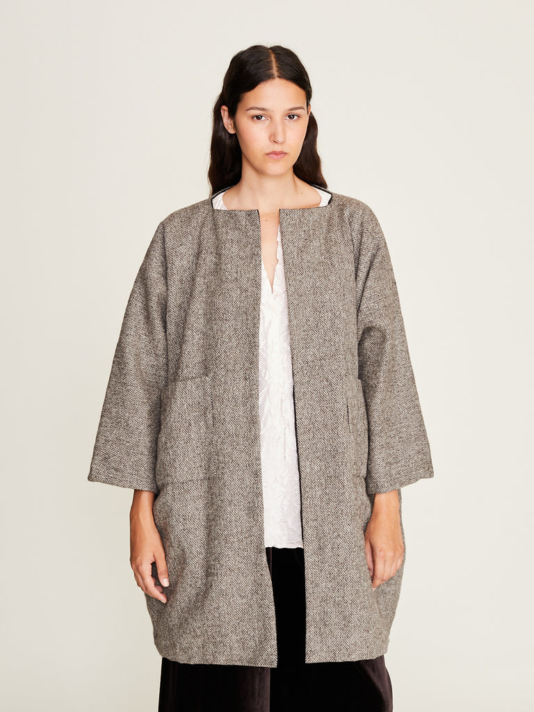 Daniela Gregis - Cappotto Coat T Double Stretto Lavato in Brown Natural