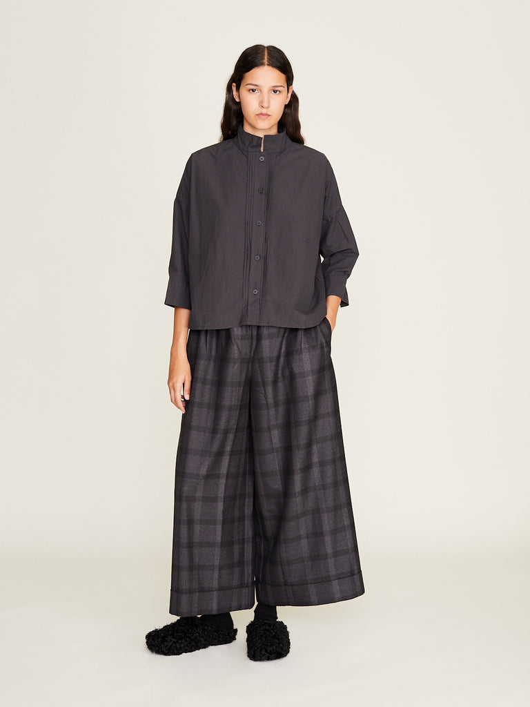 Daniela Gregis - Pantalone Trousers Pigiama Tasche in Grey Anthracite Irregular Check