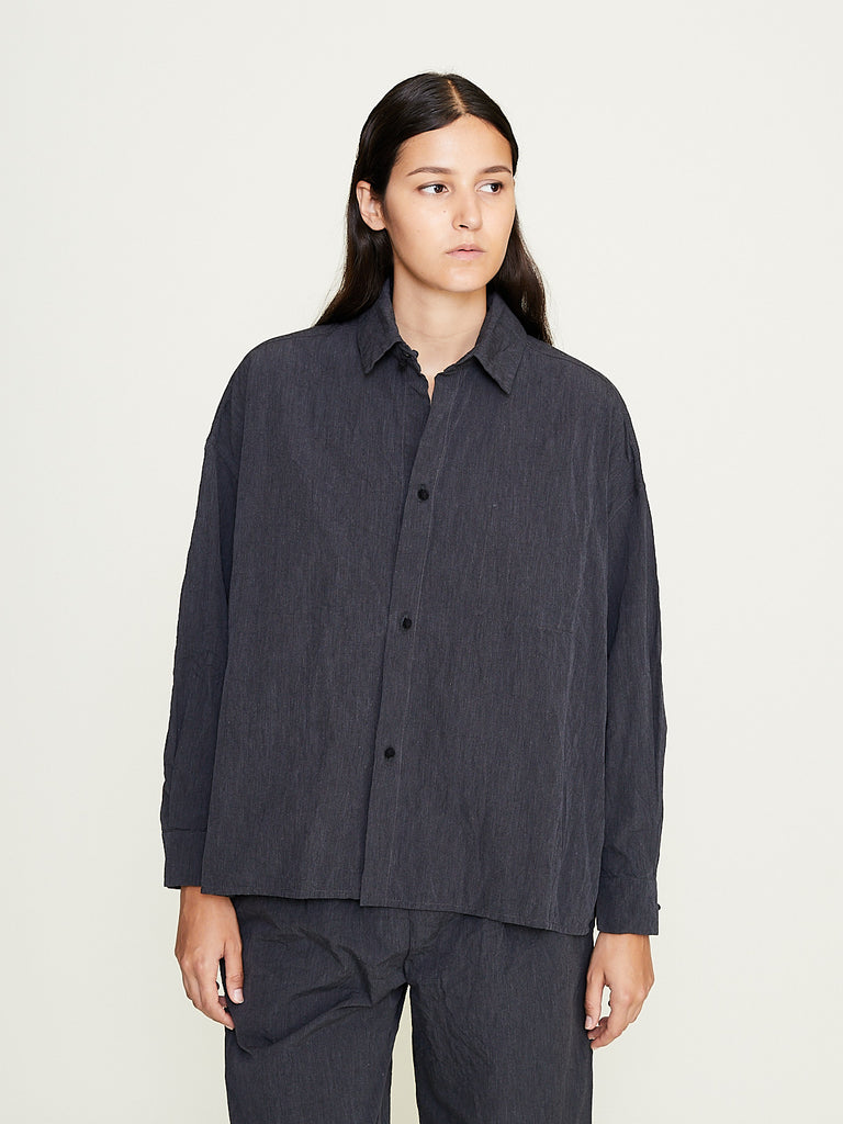 Daniela Gregis - Camicia Shirt Uomo Larga Corta Bri Lavata in Anthracite Grey