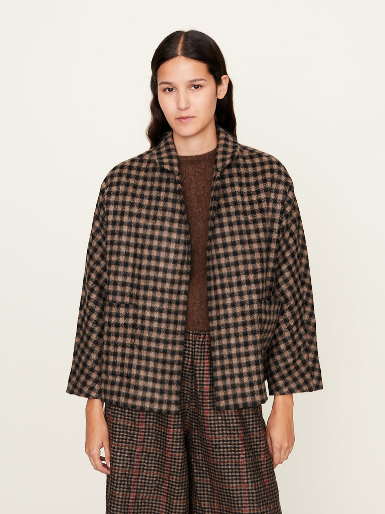 Daniela Gregis - Giacca Jacket Peonia Bianco in Black Natural 1cm Check