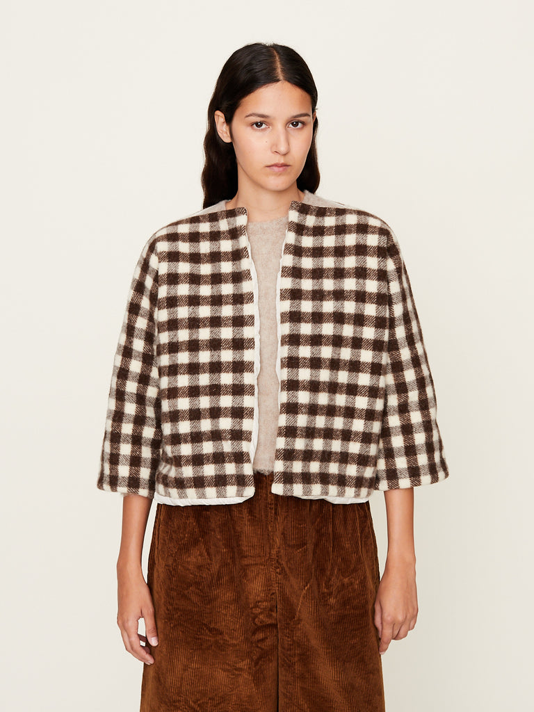 Daniela Gregis - Giacca Jacket T Double Corperta Lavata in Ivory Cream Brown 2cm Check