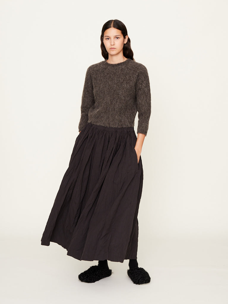 Daniela Gregis - Gonna Skirt Nastro Elastico Lavata in Dark Brown