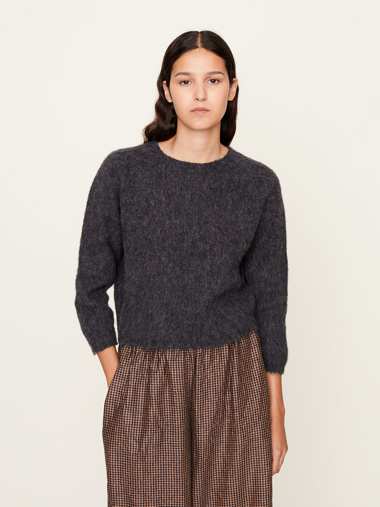 Daniela Gregis - Girocollo Knitted Crew-Neck Marta Integralmente Calato in Dark Grey