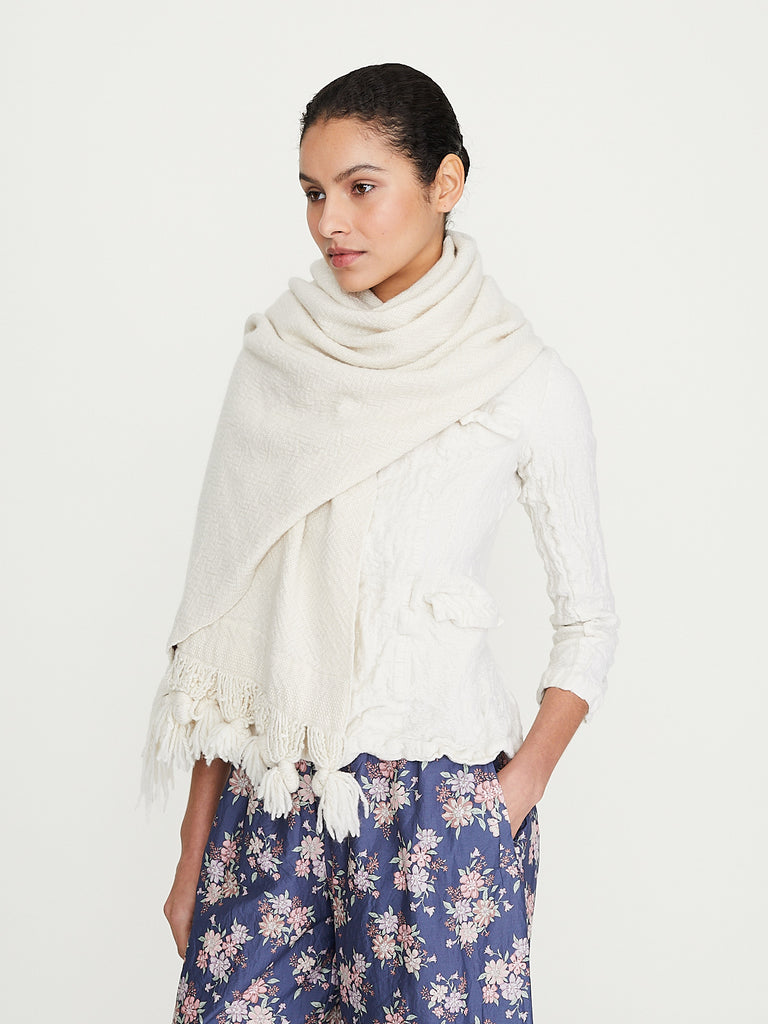 Daniela Gregis - Scialle Shawl Luce Lavato in White Cream Mix