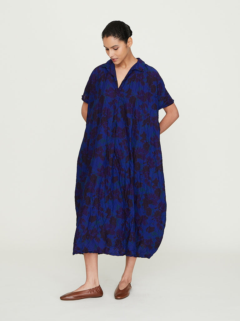 Daniela Gregis Abito Dress 20.07.06 Manichina Lavata in Blue Overdyed Liberty Print 1