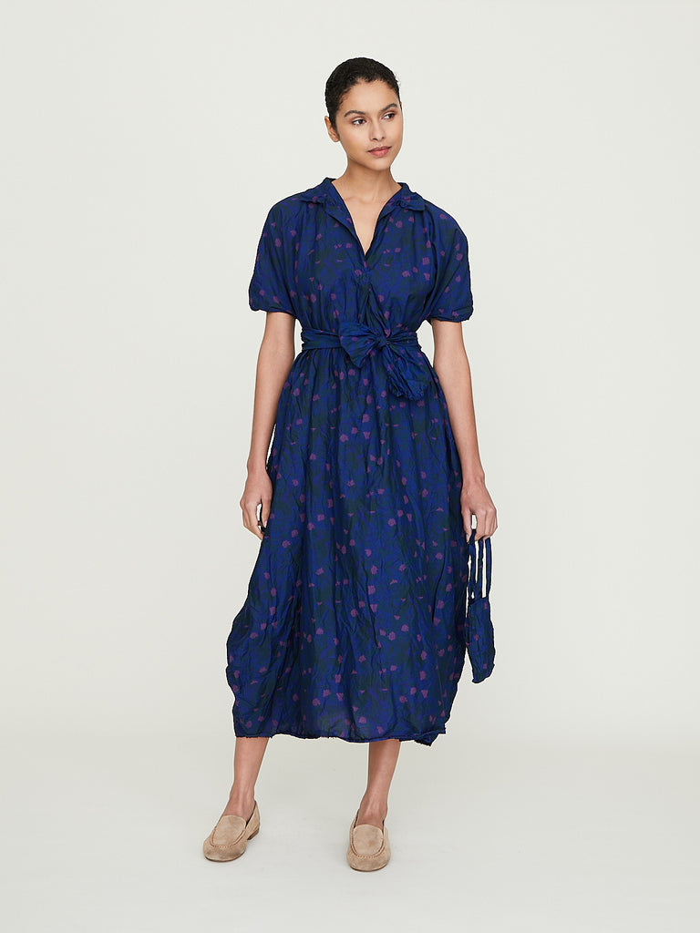 Daniela Gregis Abito Dress 20.07.06 Manichina Lavata in Blue Overdyed Liberty Print 3