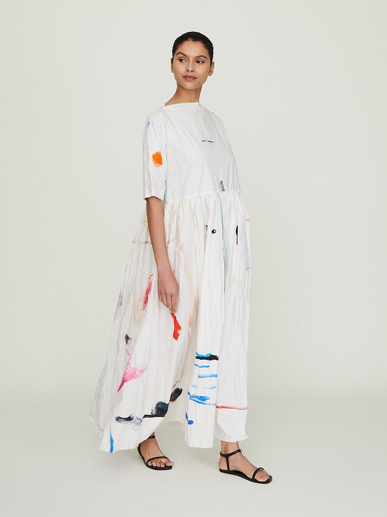 Daniela Gregis Abito Dress Deriva Spezia Lavato in Vaniglia Drawing