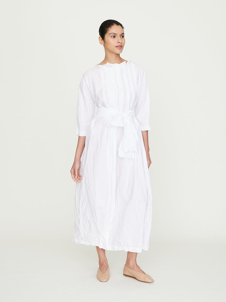 Daniela Gregis Abito Dress Rondine Zig Zag Manica 3/4 Lavato in Optical White